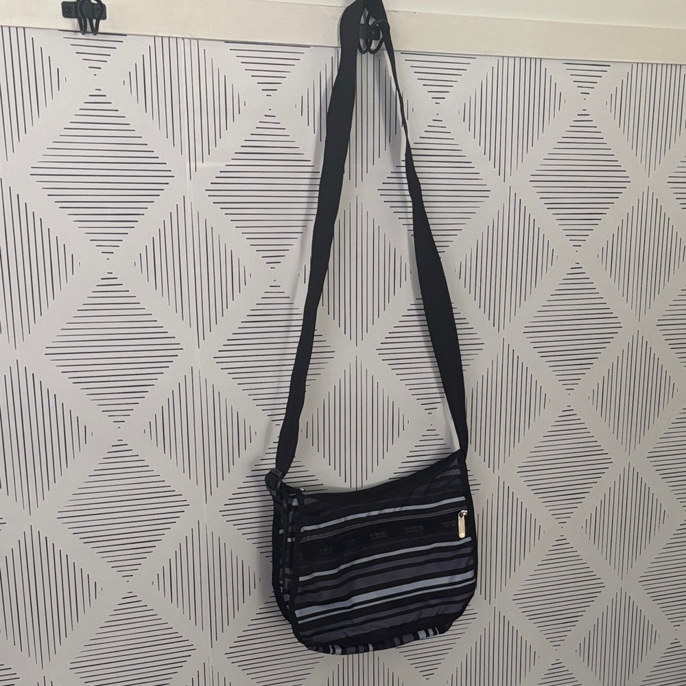 Lesportsac Black and Gray Striped Bag